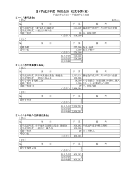 Ⅱ）平成27年度 特別会計 収支予算（案）