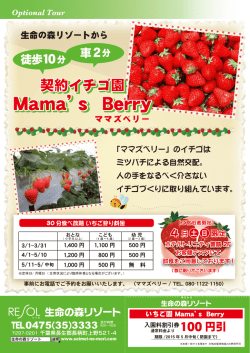 NEW!契約イチゴ園 Mama`s Berry 30分食べ放題