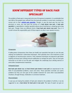 Know Different Types of Back Pain Specialist