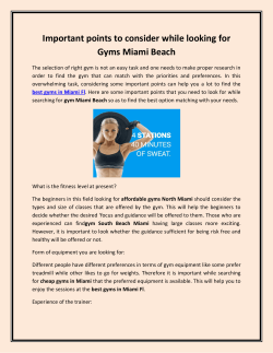 Important points to consider while looking for Gyms Miami Beach