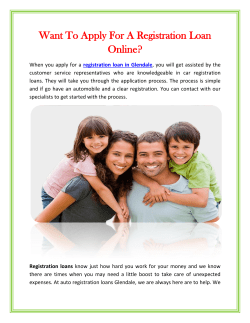 Want To Apply For A Registration Loan Online